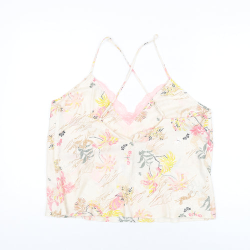 Marks and Spencer Womens Pink Floral Polyester Cami Pyjama Top Size 16