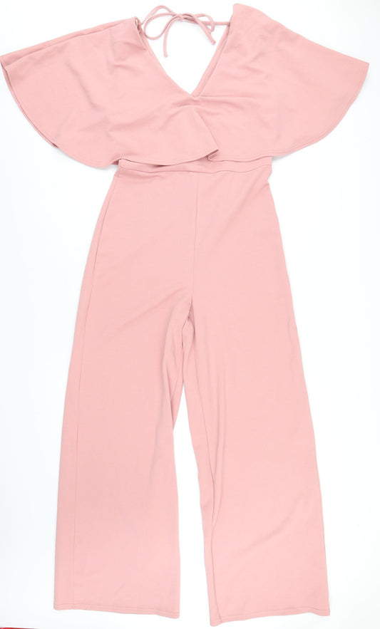 Quiz Womens Pink Polyester Jumpsuit One-Piece Size 12 L33 in Pullover