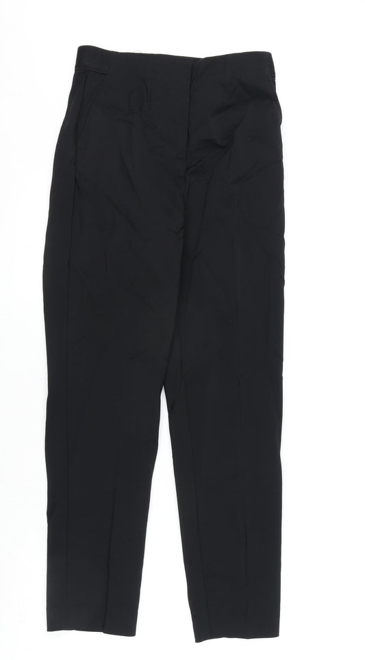 Marks and Spencer Womens Black Cotton Dress Pants Trousers Size 8 L26 in Regular Zip