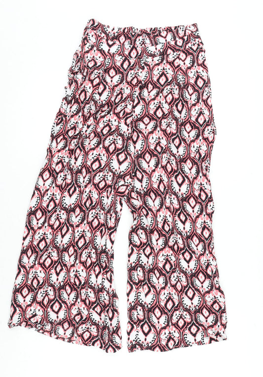 Marks and Spencer Womens Multicoloured Geometric Viscose Trousers Size 6 L21 in Regular