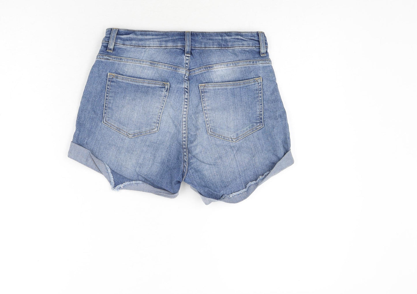 H&M Womens Blue Cotton Basic Shorts Size 6 L3 in Regular Zip