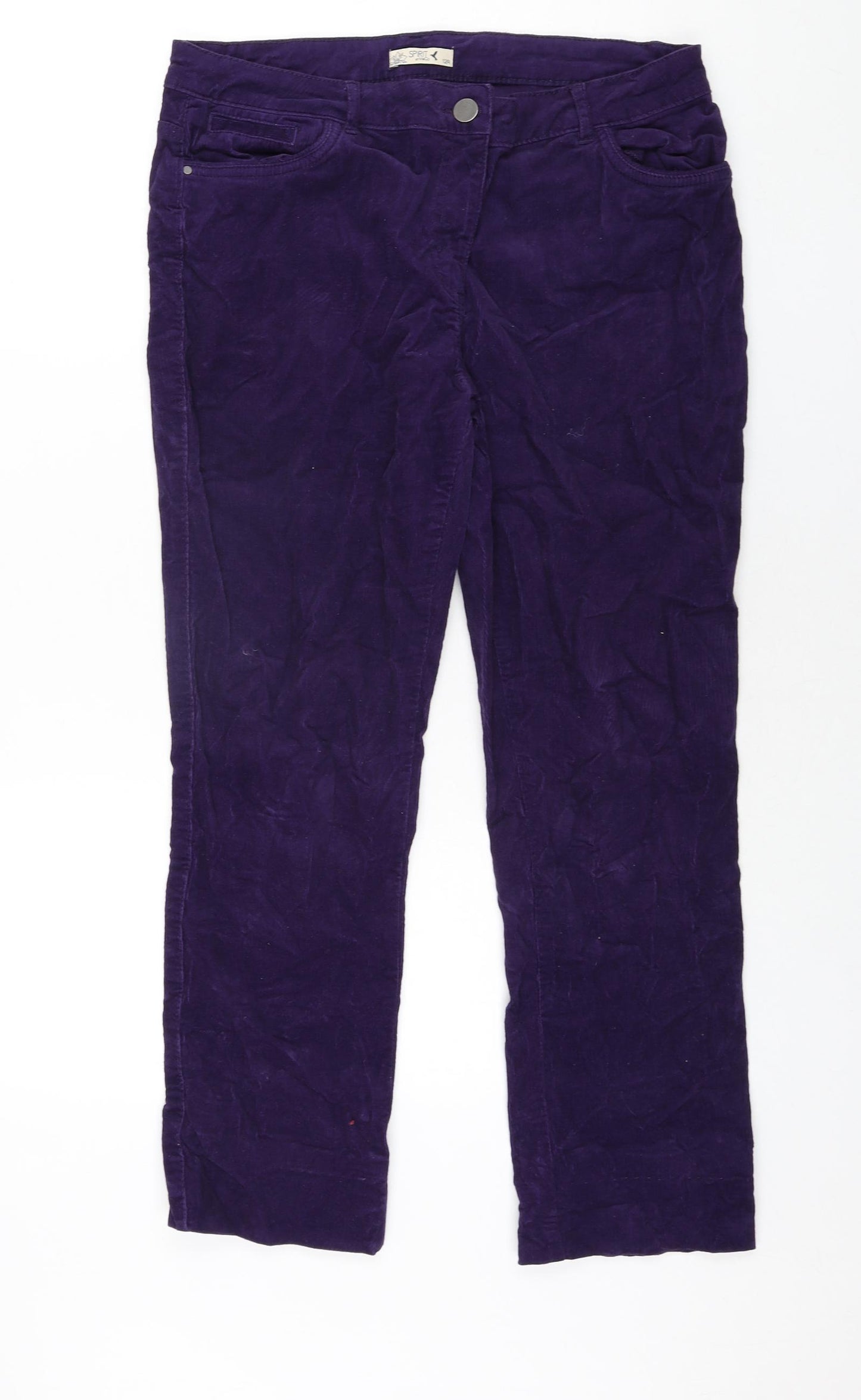 M&Co Womens Purple Cotton Trousers Size 12 L27 in Regular Zip