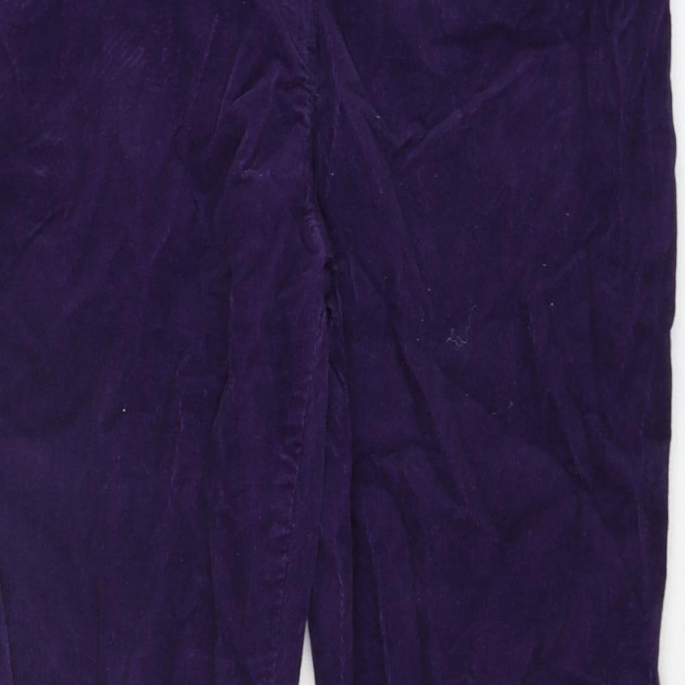 M&Co Womens Purple Cotton Trousers Size 12 L27 in Regular Zip