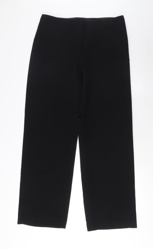 Hobbs Womens Black Polyester Trousers Size 12 L32 in Regular Zip