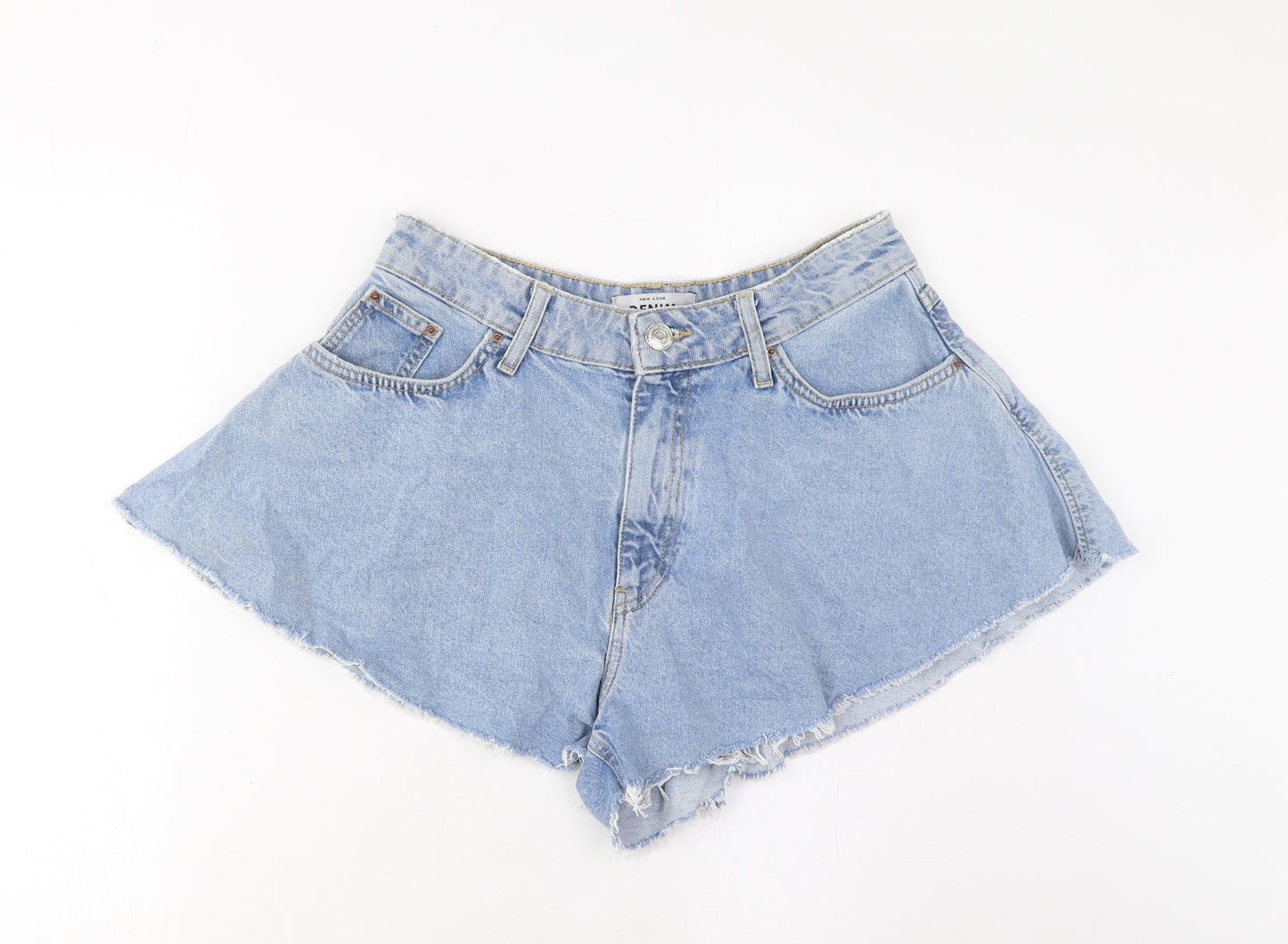 Denim & Co. Womens Blue Cotton Basic Shorts Size 12 L3 in Regular Zip - Pockets