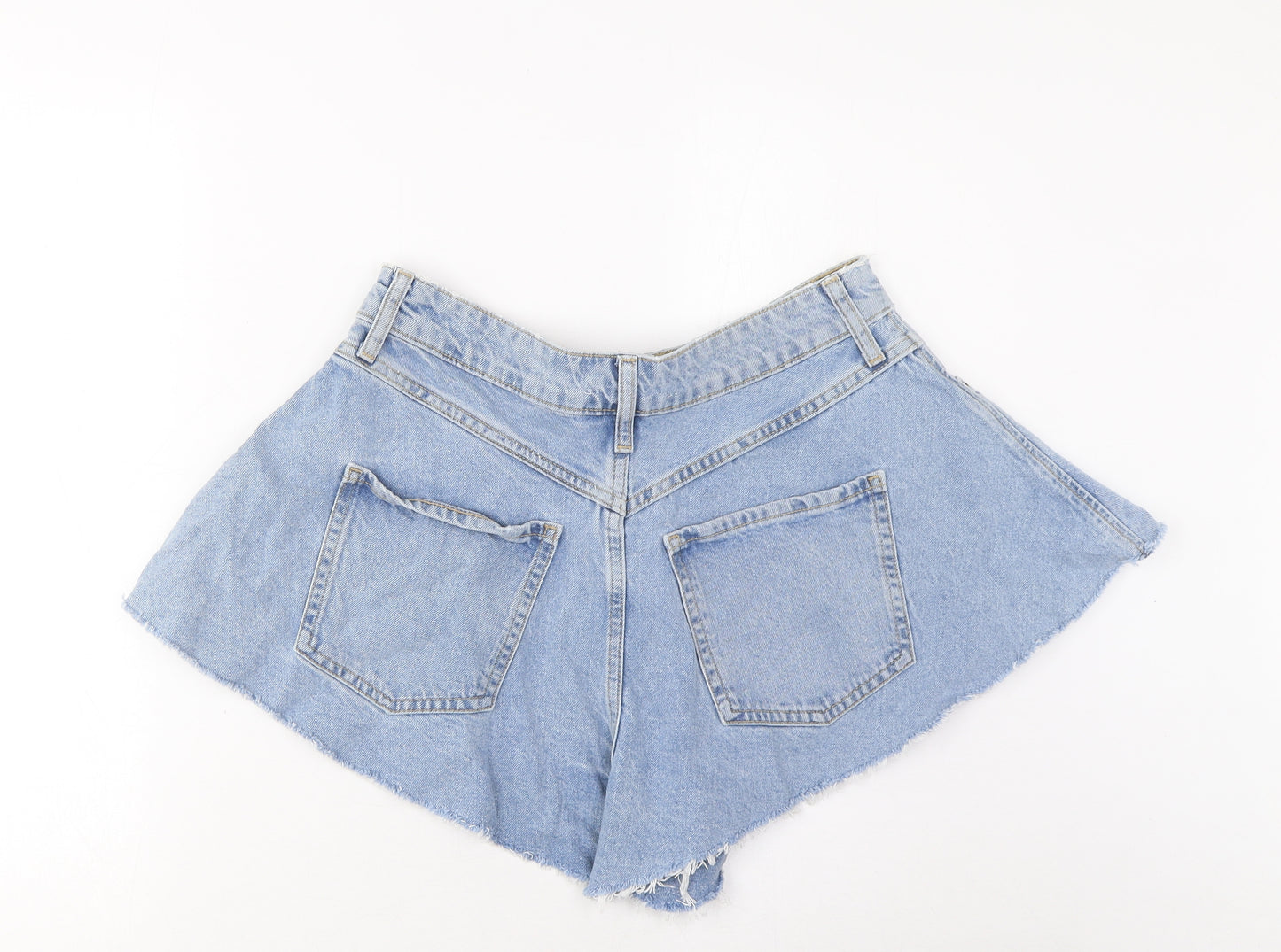 Denim & Co. Womens Blue Cotton Basic Shorts Size 12 L3 in Regular Zip - Pockets