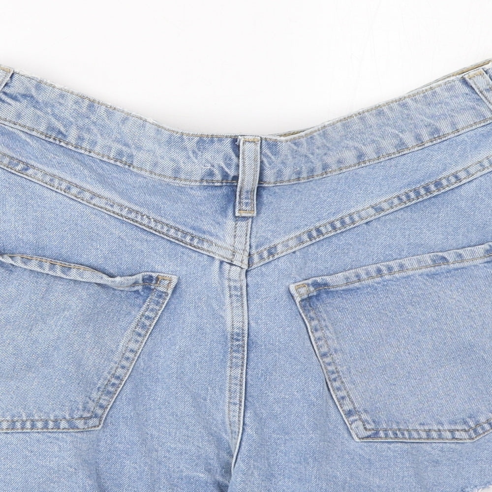 Denim & Co. Womens Blue Cotton Basic Shorts Size 12 L3 in Regular Zip - Pockets