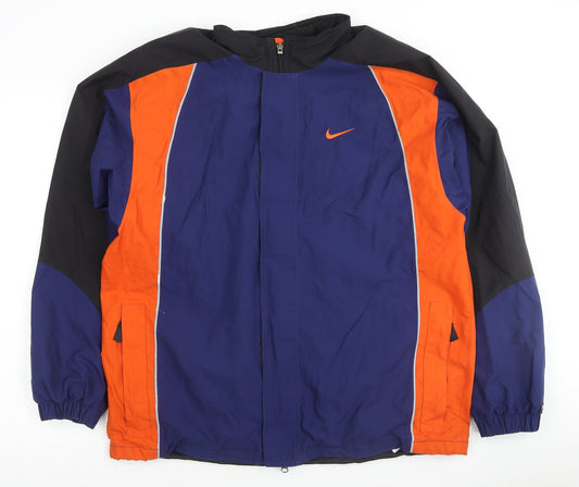 Nike Mens Blue Jacket Size L Zip - Colourblock Pattern