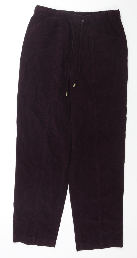 EWM Womens Purple Cotton Trousers Size 10 L25 in Regular Drawstring