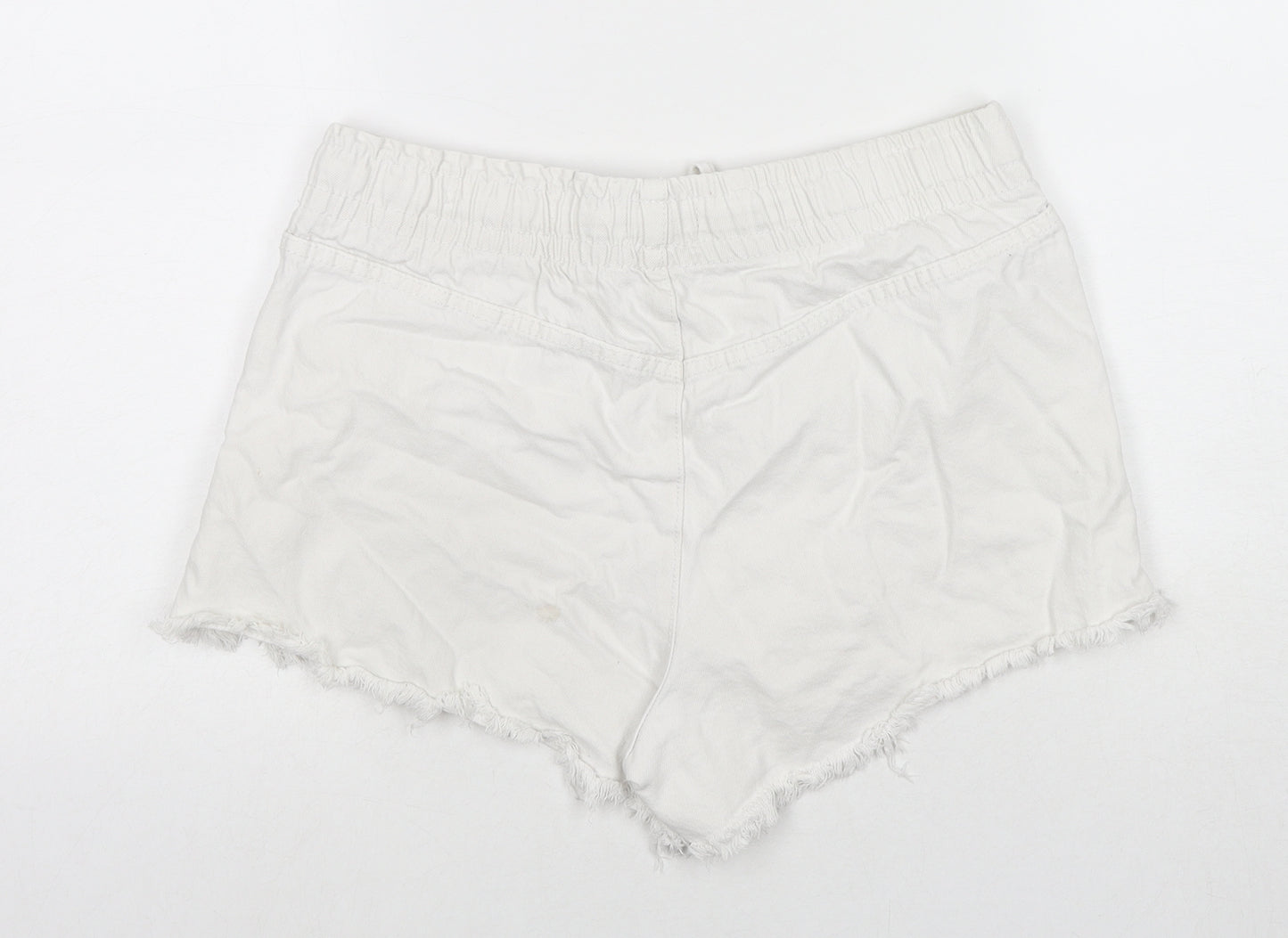 Cotton On Womens White Cotton Cut-Off Shorts Size 8 L3 in Regular Drawstring