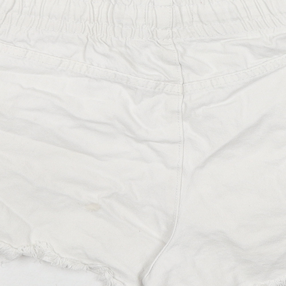 Cotton On Womens White Cotton Cut-Off Shorts Size 8 L3 in Regular Drawstring