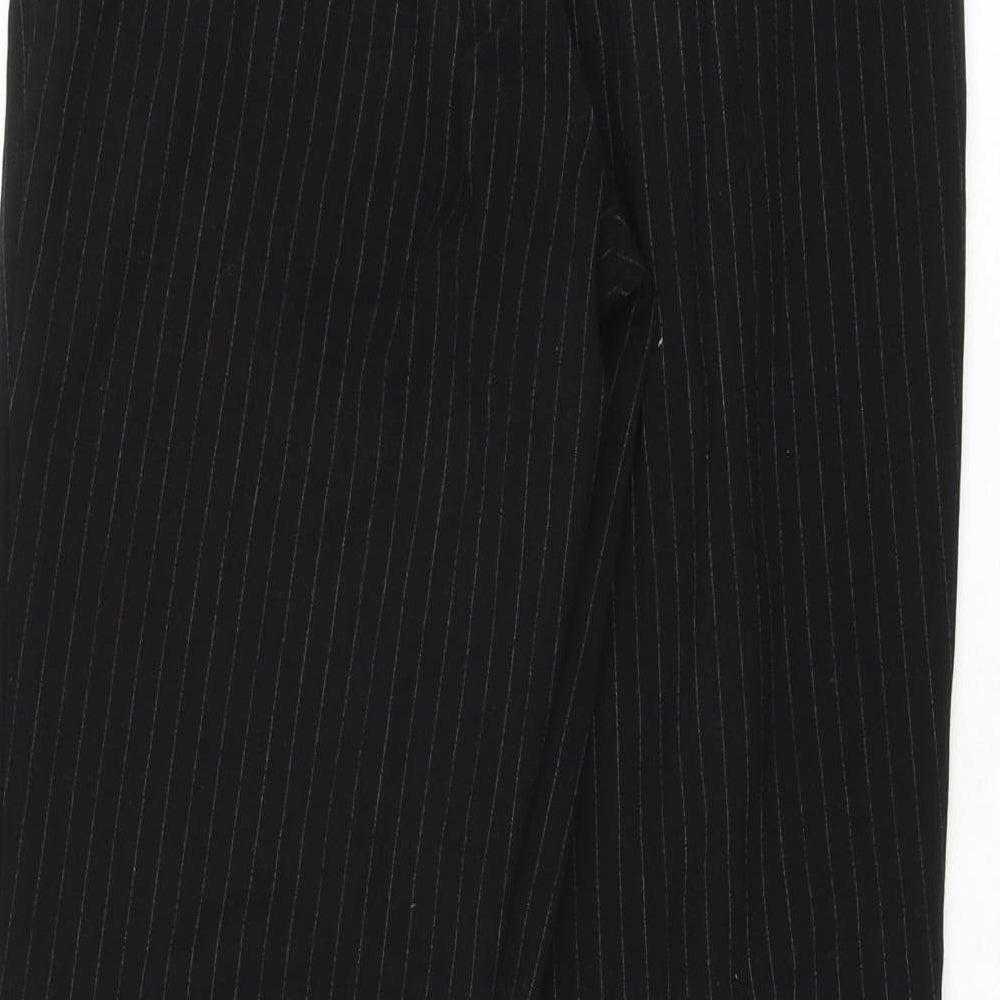 NEXT Womens Black Striped Polyester Trousers Size 6 L28 in Regular