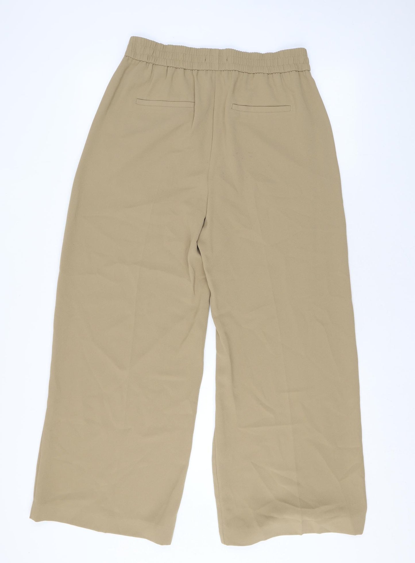 Marks and Spencer Womens Beige Polyester Trousers Size 12 L28 in Regular Drawstring