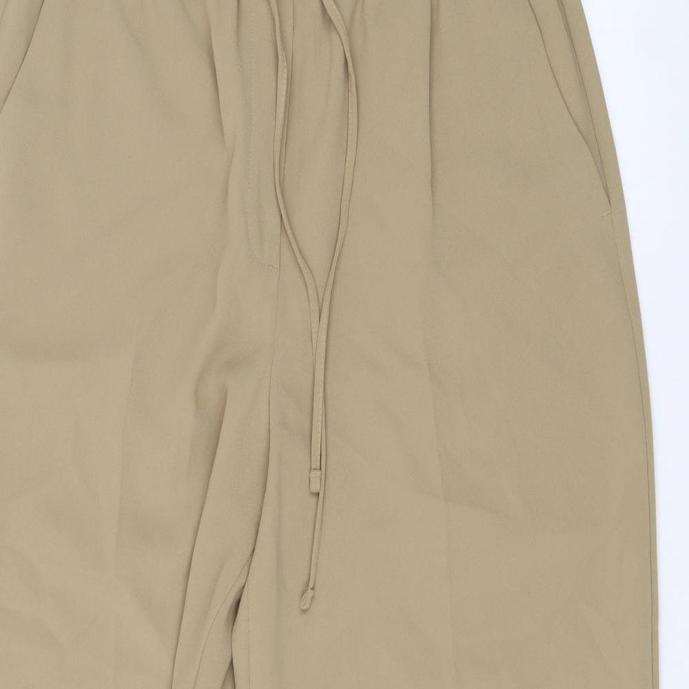 Marks and Spencer Womens Beige Polyester Trousers Size 12 L28 in Regular Drawstring