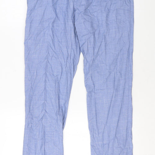 Marks and Spencer Mens Blue Polyester Trousers Size 30 in L29 in Regular Zip