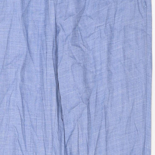 Marks and Spencer Mens Blue Polyester Trousers Size 30 in L29 in Regular Zip