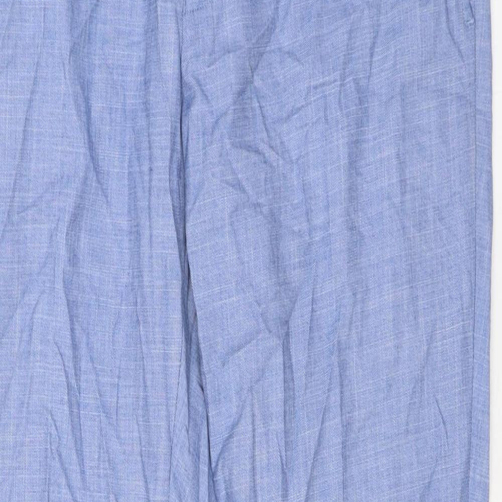 Marks and Spencer Mens Blue Polyester Trousers Size 30 in L29 in Regular Zip