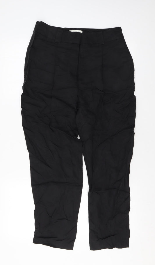 Autograph Womens Black Cupro Cropped Trousers Size 10 L27 in Regular Zip