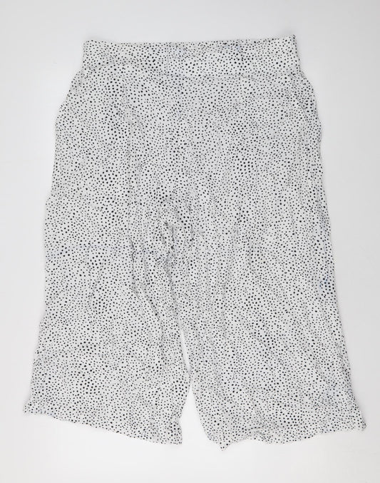 Marks and Spencer Womens White Polka Dot Polyester Cropped Trousers Size 16 L22 in Regular