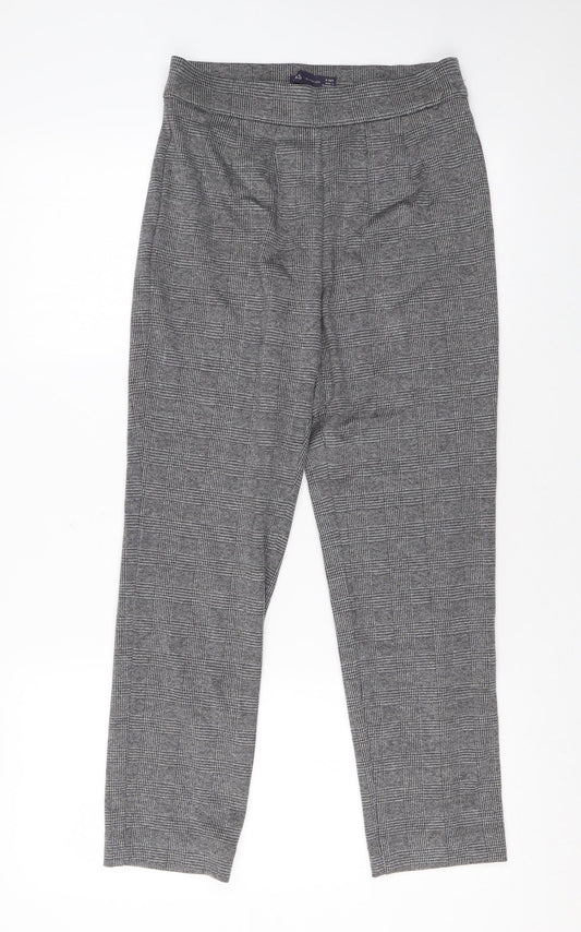 Marks and Spencer Womens Grey Plaid Polyester Pedal Pusher Leggings Size 8 L25 in