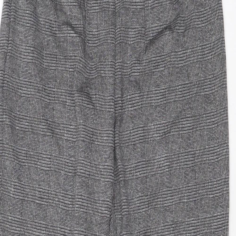 Marks and Spencer Womens Grey Plaid Polyester Pedal Pusher Leggings Size 8 L25 in