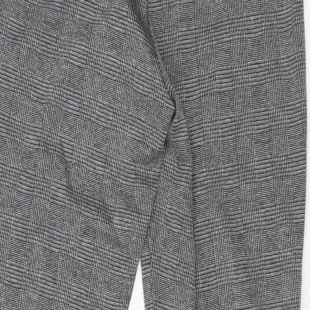 Marks and Spencer Womens Grey Plaid Polyester Pedal Pusher Leggings Size 8 L25 in