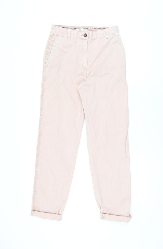 Marks and Spencer Womens Pink Cotton Chino Trousers Size 6 L27 in Regular Zip