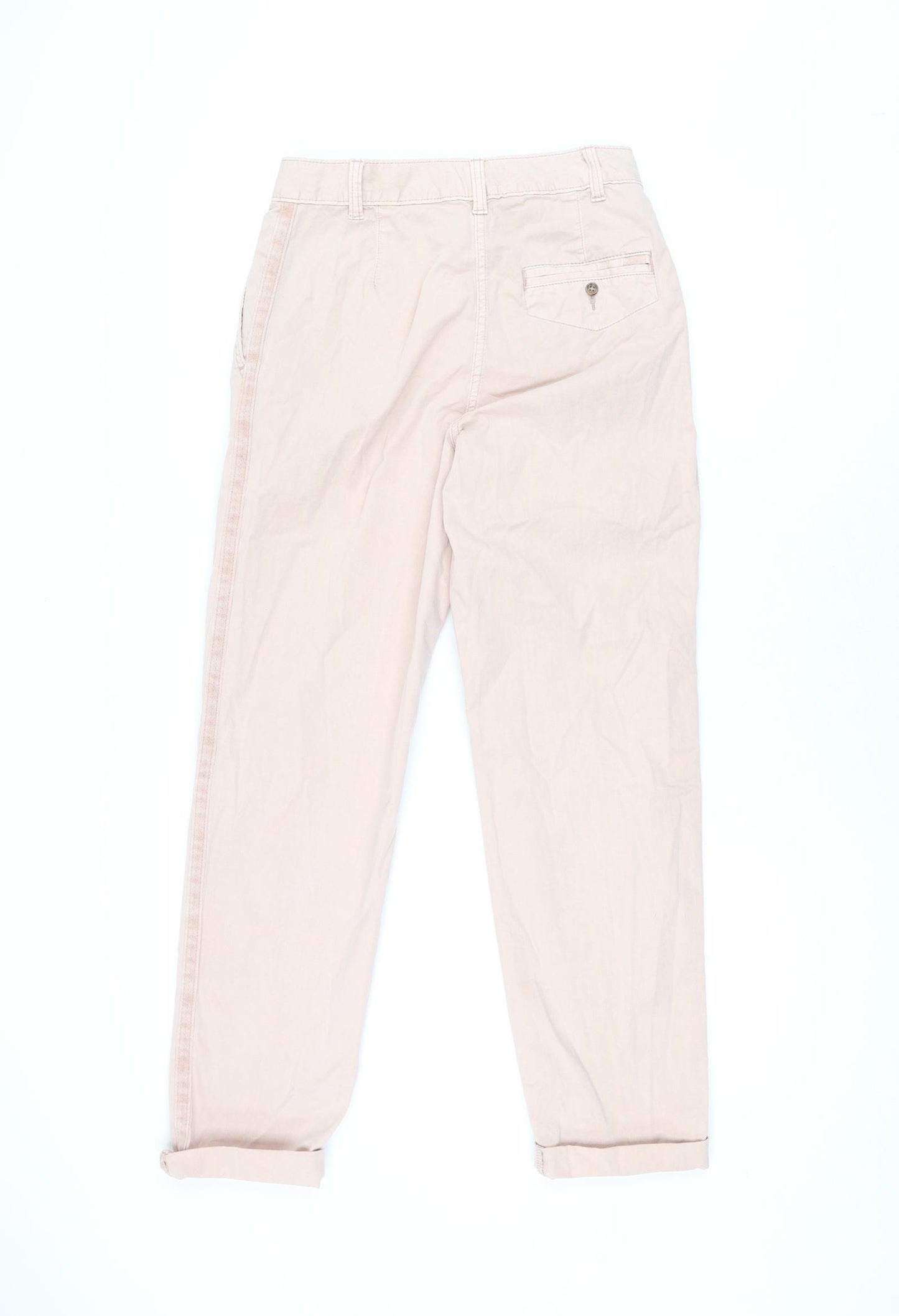 Marks and Spencer Womens Pink Cotton Chino Trousers Size 6 L27 in Regular Zip