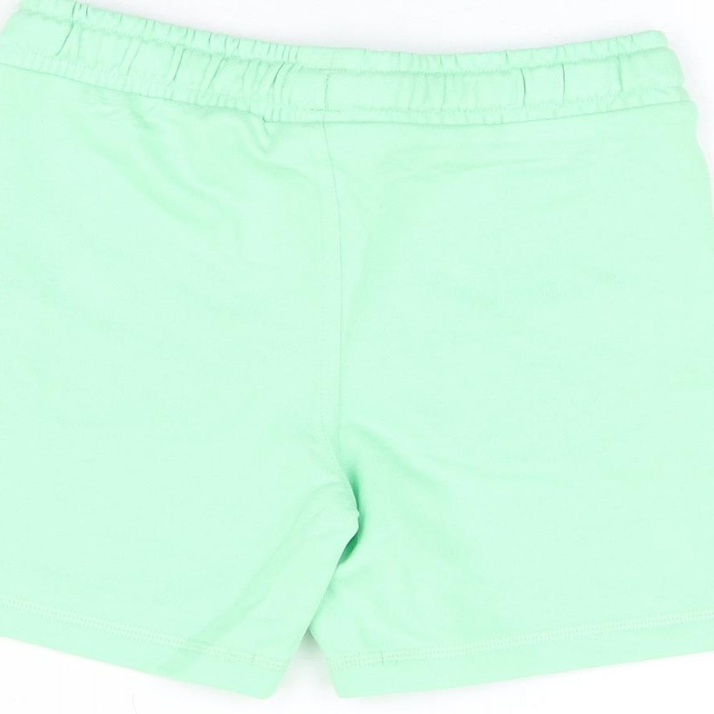 Marks and Spencer Boys Green Cotton Sweat Shorts Size 5-6 Years Regular Drawstring