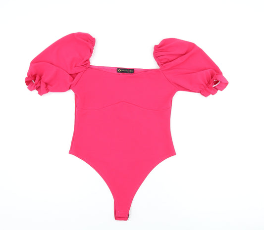 I SAW IT FIRST Womens Pink Polyester Bodysuit One-Piece Size 12 Snap