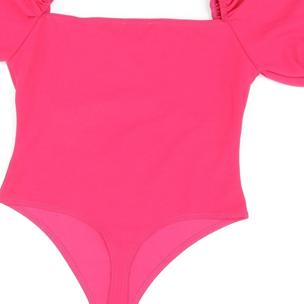 I SAW IT FIRST Womens Pink Polyester Bodysuit One-Piece Size 12 Snap