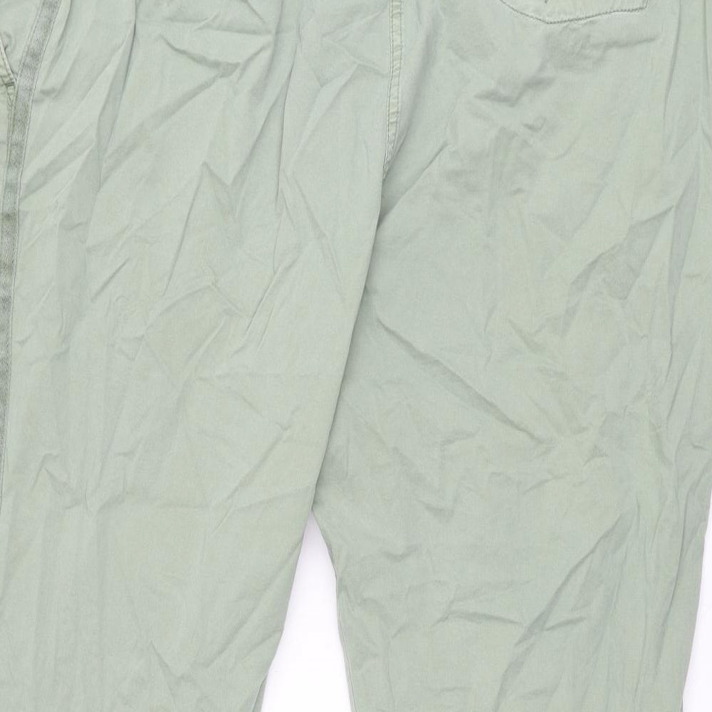 Marks and Spencer Womens Green Cotton Chino Trousers Size 20 L25.5 in Regular Zip