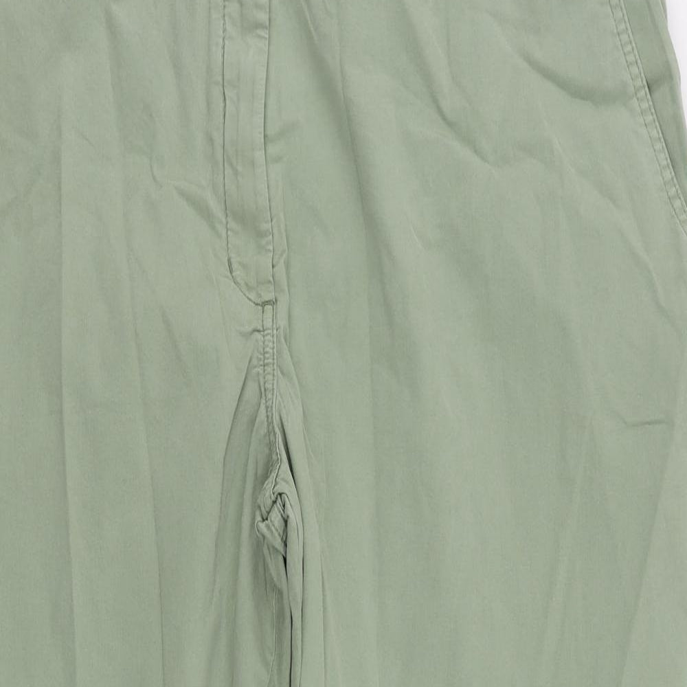 Marks and Spencer Womens Green Cotton Chino Trousers Size 20 L25 in Regular Zip