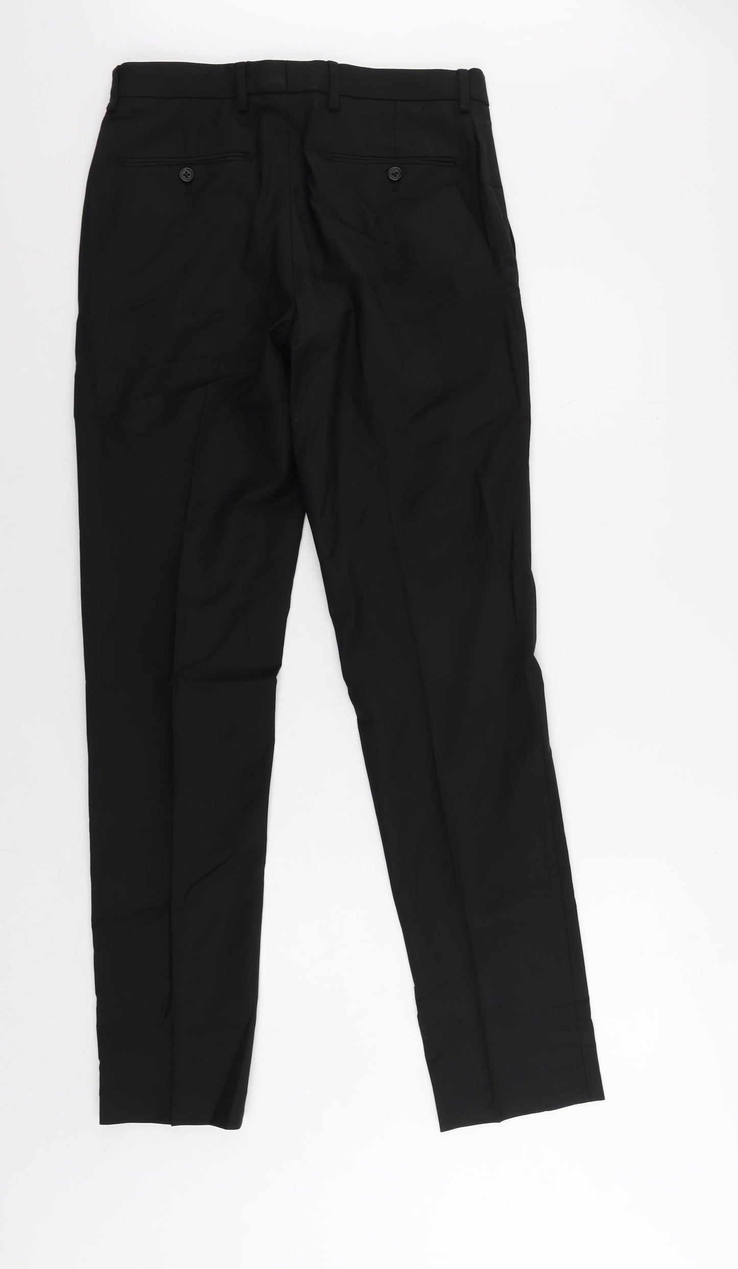 Marks and Spencer Mens Black Wool Dress Pants Trousers Size 30 in L33 in Regular Zip