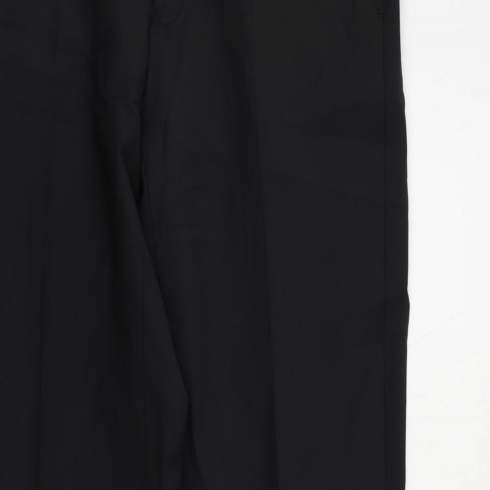 Marks and Spencer Mens Black Wool Dress Pants Trousers Size 30 in L33 in Regular Zip