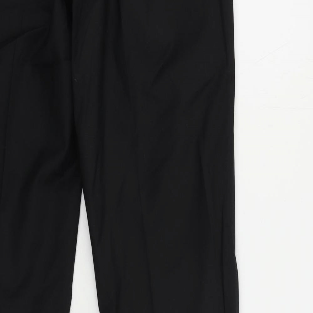 Marks and Spencer Mens Black Wool Dress Pants Trousers Size 30 in L33 in Regular Zip