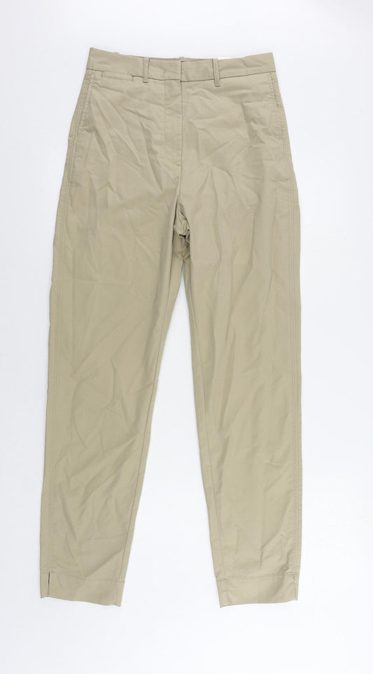 Marks and Spencer Womens Beige Cotton Chino Trousers Size 8 L30 in Regular Zip