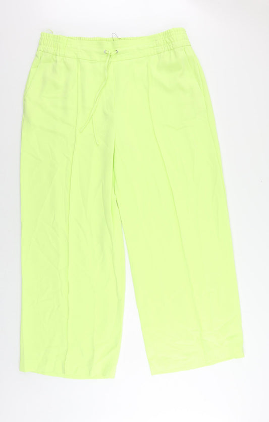 Marks and Spencer Womens Green Polyester Trousers Size 20 L29 in Regular Drawstring