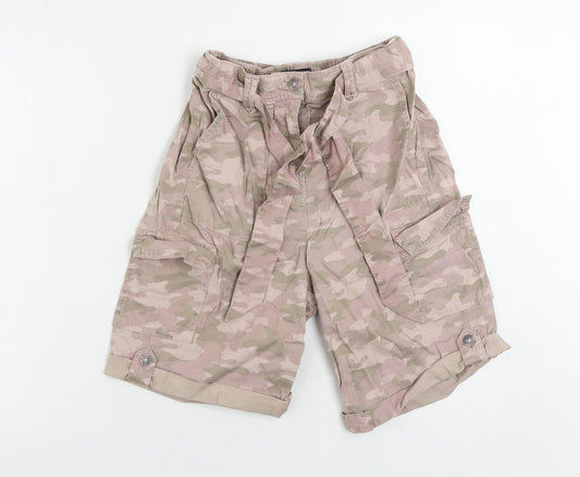 Marks and Spencer Womens Pink Camouflage Lyocell Cargo Shorts Size 8 L8 in Regular Zip