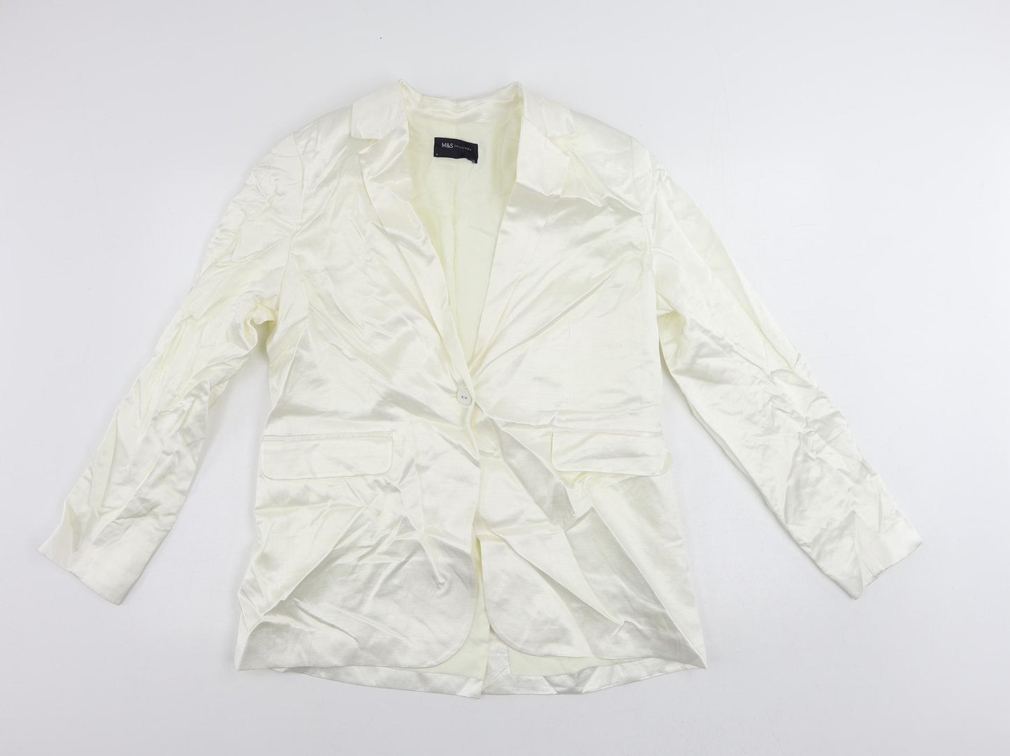 Marks and Spencer Womens White Jacket Blazer Size 14 Button