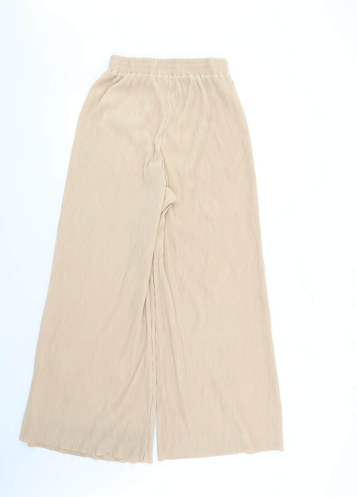 Urban Revivo Womens Beige Polyester Trousers Size 12 L27 in Regular - Elasticated Waist