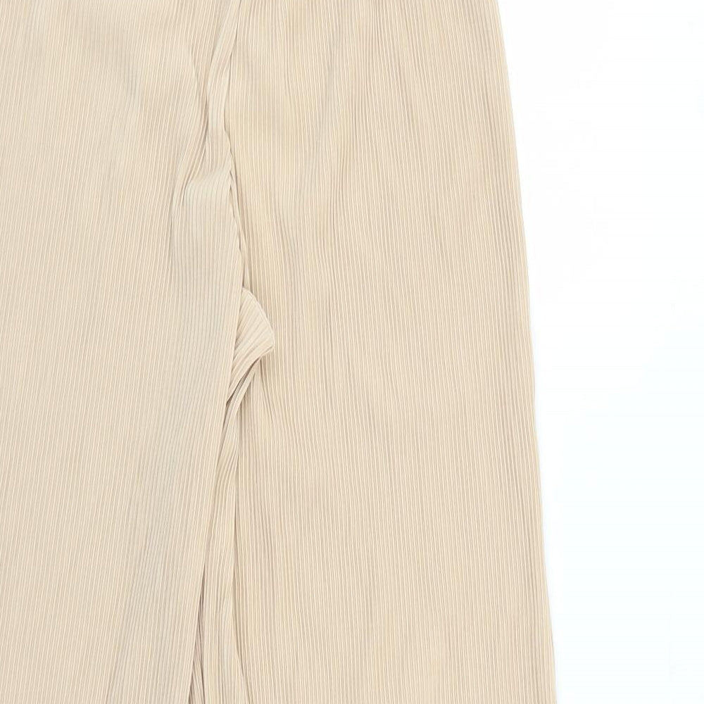 Urban Revivo Womens Beige Polyester Trousers Size 12 L27 in Regular - Elasticated Waist