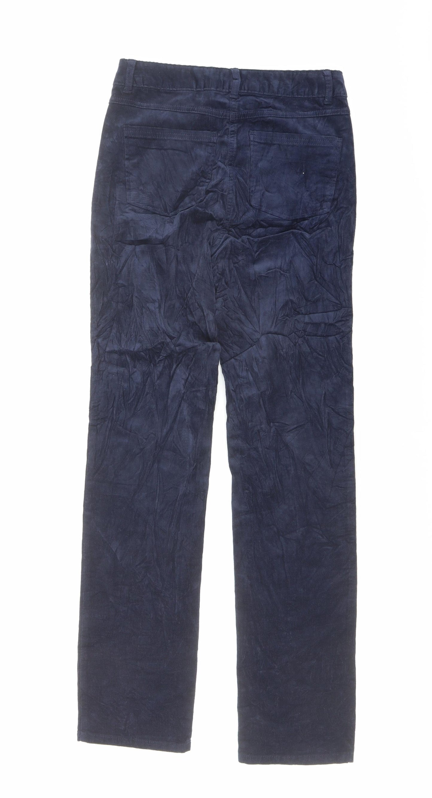 Marks and Spencer Womens Blue Cotton Trousers Size 6 L31 in Regular Button