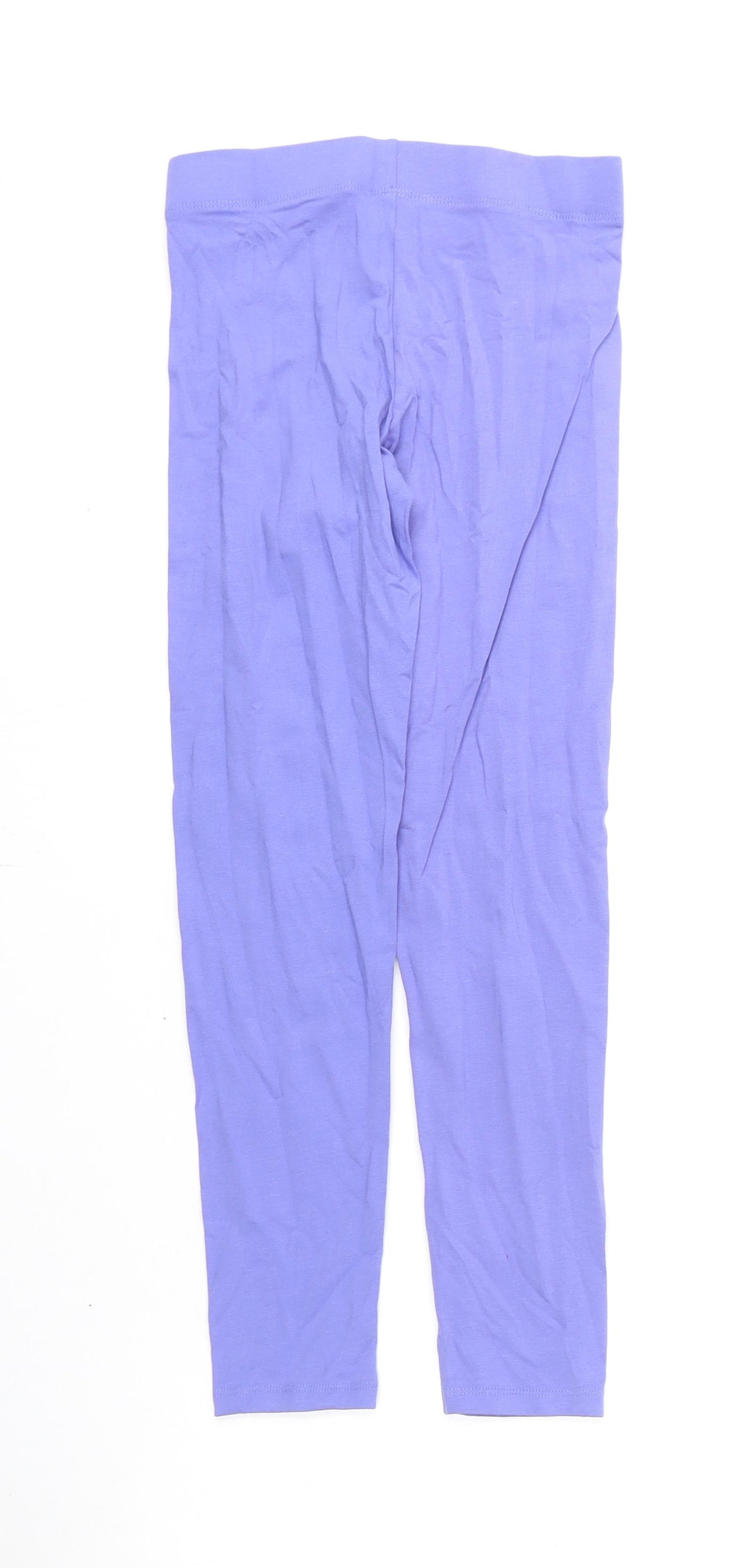 Marks and Spencer Girls Blue Cotton Capri Trousers Size 11-12 Years L24 in Regular Pullover