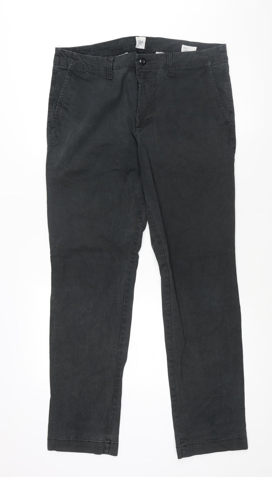 Gap Mens Grey Cotton Trousers Size 34 in L32 in Regular Zip