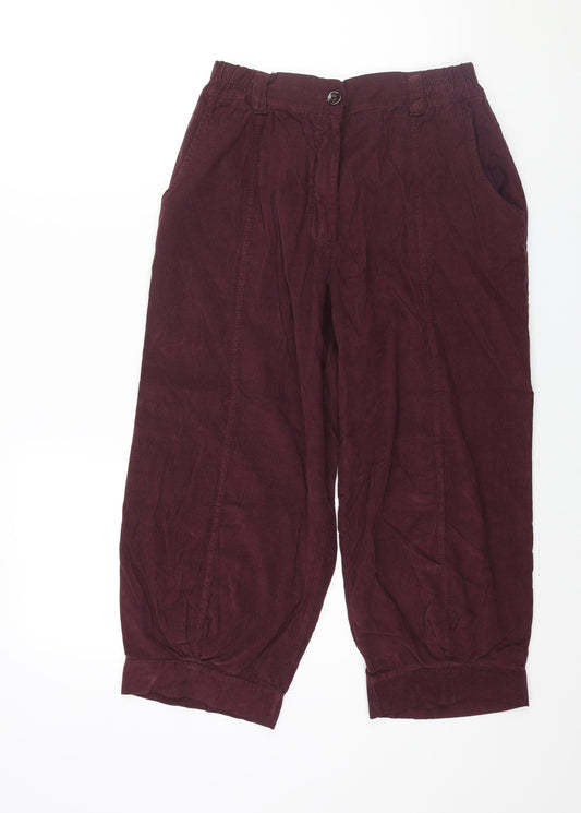 Vanucci Womens Purple Cotton Cropped Trousers Size M L22 in Regular Zip