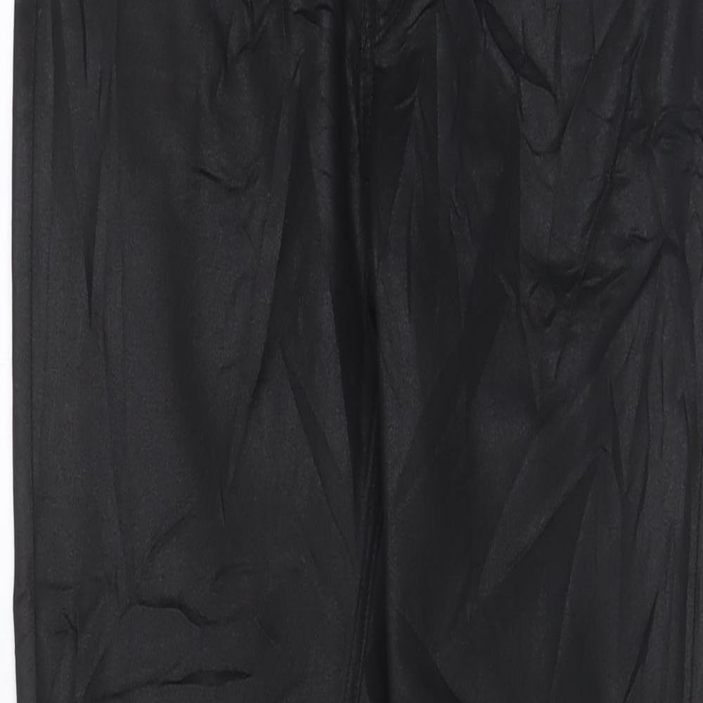 H&M Womens Black Modal Trousers Size 14 L28 in Regular Zip - Leather Look