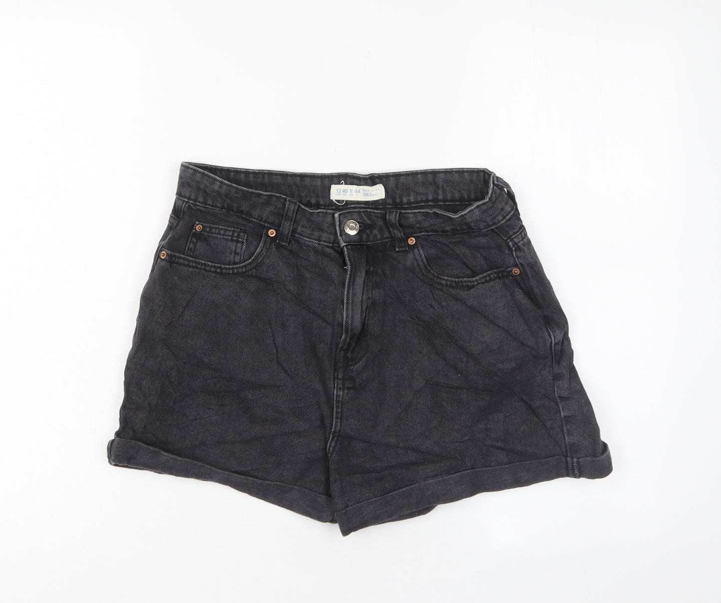 Denim & Co. Womens Black Cotton Basic Shorts Size 12 L3 in Regular Zip - Pockets