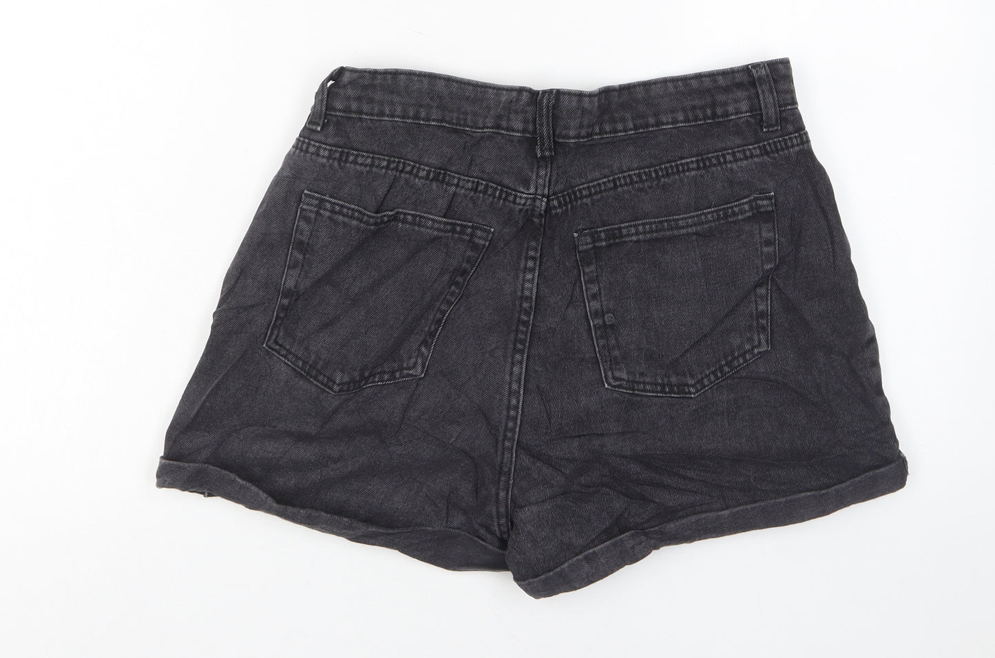 Denim & Co. Womens Black Cotton Basic Shorts Size 12 L3 in Regular Zip - Pockets