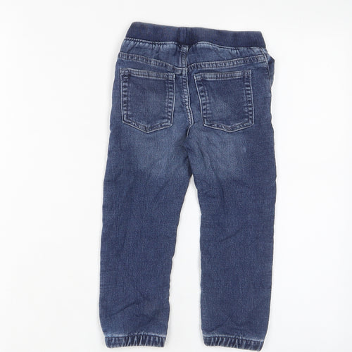 Gap Boys Blue Cotton Straight Jeans Size 3 Years Regular Drawstring - Pockets, Cuffed